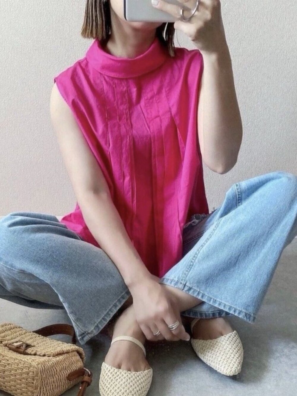 MARNI Uniqlo Women Pleated Sleeveless Blouse Pink Size Small NWT - Picture 4 of 9